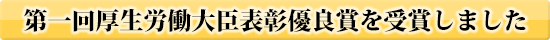 第一回厚生労働大臣表彰優良賞を受賞しました